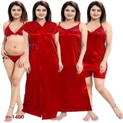 6 part night dress (Red)